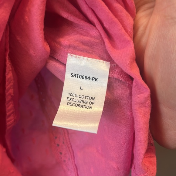 THML Pink Short Sleeve Top with White Embroidery - Picture 4 of 5